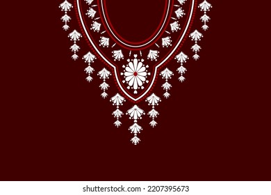 Vector - Geometric Ethnic Oriental Pattern Of Necklace, Collar. White And Dark Red Color. Can Be Use For Fashion, Fabric, Print, Handcraft, Clothing, Jewelry.