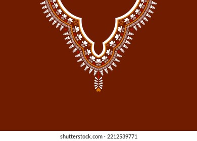 Vector - Geometric Ethnic Oriental Pattern Of Necklace, Collar. Red, White And Orange Color. Can Be Use For Fashion, Fabric, Print, Handcraft, Clothing, Jewelry.