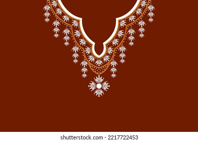 Vector - Geometric Ethnic Oriental Pattern Of Necklace, Collar. White Brown And Orange Color. Can Be Use For Fashion, Fabric, Print, Handcraft, Clothing, Jewelry.