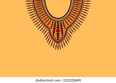 Vector - Geometric Ethnic Oriental Pattern Of Necklace, Collar. Red And Black Or Yellow Color. Can Be Use For Fashion, Fabric, Print, Handcraft, Clothing, Jewelry, Gems.