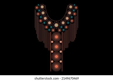 Vector - Geometric Ethnic pattern for necklace, collar. Woman design. Boho, embroidery. Can be use for fabric, handicraft, clothing, print.