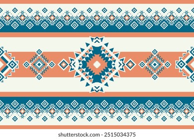 Vector Geometric Ethnic Pattern Seamless Design for Background or Wallpaper. Ikat Fabric Pattern Design Concept.
