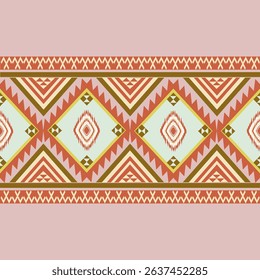 Vector Geometric Ethnic seamless pattern background.Native American tribal fabric,Azect,Batik,rung,drawn,cross