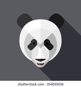 vector geometric flat long shadow giant panda