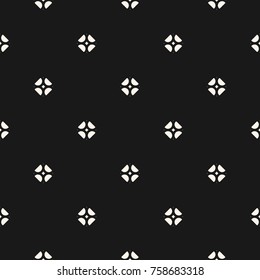 Vector geometric floral ornament. Seamless pattern in oriental style. Monochrome ornamental texture with small flower shapes. Black & white abstract background. Subtle dark luxury design, repeat tiles