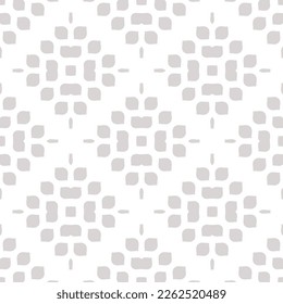 Vector geometric floral pattern. Elegant abstract ornament texture with flower silhouettes, small petals, leaves. Luxury white and gray background. Repeat geo design for decor, wallpaper, textile