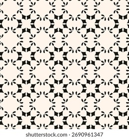 Vector geometric floral pattern. Ornamental seamless texture in traditional ethnic style. Abstract monochrome ornament with flower shapes.