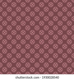Vector geometric floral seamless pattern. Background in brown tones. Simple abstract ornament. Delicate graphic texture with small diamond shapes, stars, rhombuses. Repeat design for decor, furniture