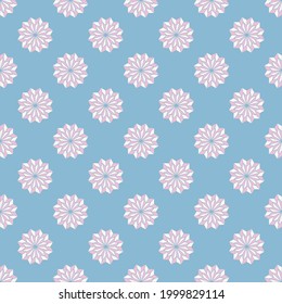 Vector geometric flower shape grid seamless pattern feminine color background. Use for fabric, textile, interior decoration elements, wrapping.
