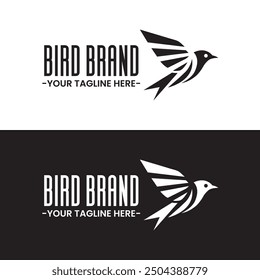 Vector geometric flying bird logo modern abstract design unique branding