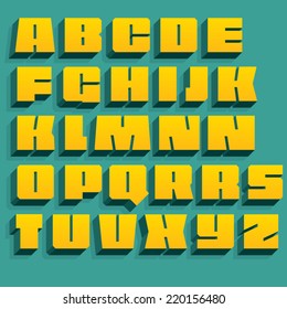 Vector geometric font. 3D letters