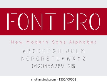 Vector geometric font and alphabet. Technology abc, english letters and numbers