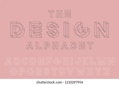 Vector geometric font. English alphabet, creative latin letters