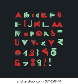 Vector geometric font - simple alphabet in modern style - typography design elements. Hipster modern font. Retro style typeface. Vector uppercase glyphs set.