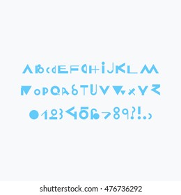 Vector geometric font - simple alphabet in modern style - typography design elements. Hipster modern font.  Vector uppercase glyphs set.