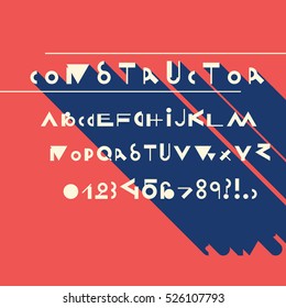 Vector geometric font - simple alphabet in modern style - typography design elements. Hipster modern font. Retro style typeface. Vector uppercase glyphs set.