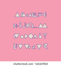 Vector geometric font - simple alphabet in modern style - typography design elements. Hipster modern font. Retro style typeface. Vector uppercase glyphs set.
