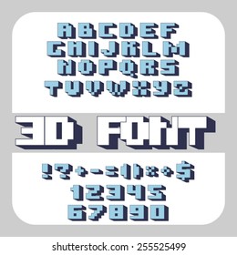 Vector geometric font. Square letters. Geek 3D type. EPS 10