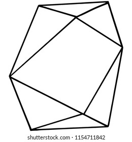 Vector geometric form. Isolated illustration element. Geometric quartz polygon crystal stone mosaic shape amethyst gem.