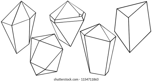 Vector geometric form. Isolated illustration element. Geometric quartz polygon crystal stone mosaic shape amethyst gem.