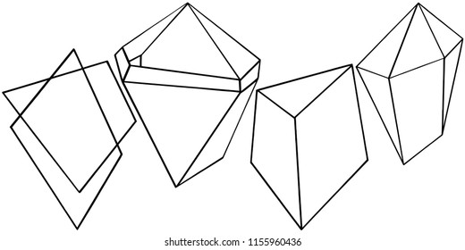 Vector geometric form. Isolated illustration element. Geometric quartz polygon crystal stone mosaic shape amethyst gem.