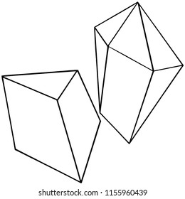 Vector geometric form. Isolated illustration element. Geometric quartz polygon crystal stone mosaic shape amethyst gem.