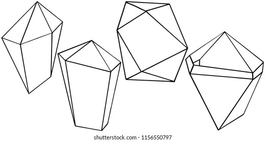 Vector geometric form. Isolated illustration element. Geometric quartz polygon crystal stone mosaic shape amethyst gem.