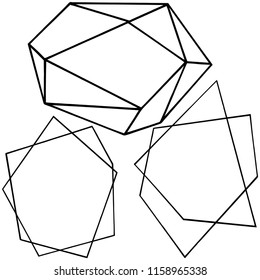 Vector geometric form. Isolated illustration element. Geometric quartz polygon crystal stone mosaic shape amethyst gem.