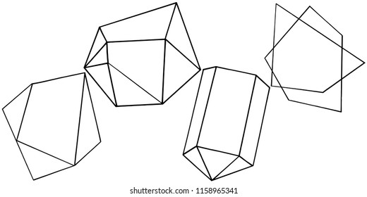 Vector geometric form. Isolated illustration element. Geometric quartz polygon crystal stone mosaic shape amethyst gem.