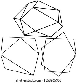 Vector geometric form. Isolated illustration element. Geometric quartz polygon crystal stone mosaic shape amethyst gem.