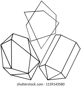 Vector geometric form. Isolated illustration element. Geometric quartz polygon crystal stone mosaic shape amethyst gem.