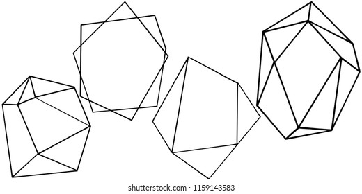 Vector geometric form. Isolated illustration element. Geometric quartz polygon crystal stone mosaic shape amethyst gem.