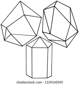 Vector geometric form. Isolated illustration element. Geometric quartz polygon crystal stone mosaic shape amethyst gem.