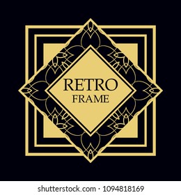 Vector geometric frame in Art Deco style. Rectangle vector abstract element for design.