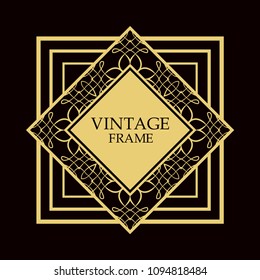 Vector geometric frame in Art Deco style. Rectangle vector abstract element for design.
