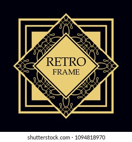 Vector geometric frame in Art Deco style. Rectangle vector abstract element for design.