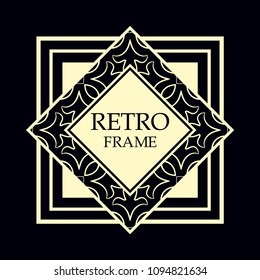 Vector geometric frame in Art Deco style. Rectangle vector abstract element for design.