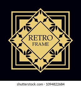 Vector geometric frame in Art Deco style. Rectangle vector abstract element for design.