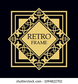 Vector geometric frame in Art Deco style. Rectangle vector abstract element for design.