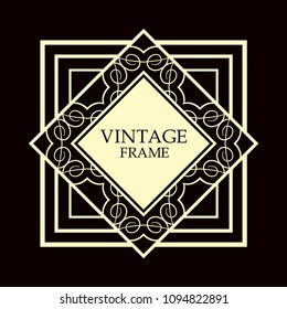Vector geometric frame in Art Deco style. Rectangle vector abstract element for design.