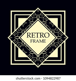 Vector geometric frame in Art Deco style. Rectangle vector abstract element for design.