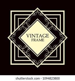 Vector geometric frame in Art Deco style. Rectangle vector abstract element for design.