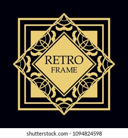 Vector geometric frame in Art Deco style. Rectangle vector abstract element for design.