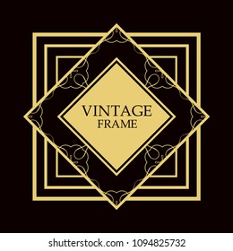 Vector geometric frame in Art Deco style. Rectangle vector abstract element for design.