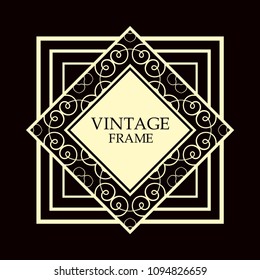 Vector geometric frame in Art Deco style. Rectangle vector abstract element for design.