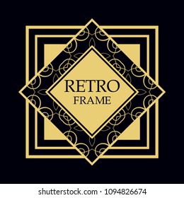 Vector geometric frame in Art Deco style. Rectangle vector abstract element for design.