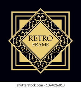 Vector geometric frame in Art Deco style. Rectangle vector abstract element for design.