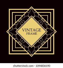 Vector geometric frame in Art Deco style. Rectangle vector abstract element for design.
