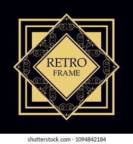 Vector geometric frame in Art Deco style. Rectangle vector abstract element for design.