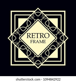 Vector geometric frame in Art Deco style. Rectangle vector abstract element for design.